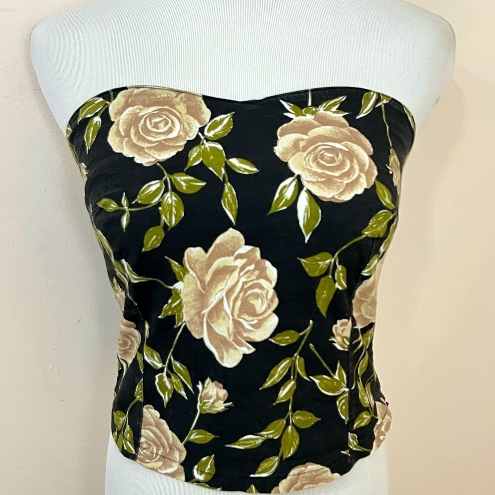 Vintage Black Floral Crop Top